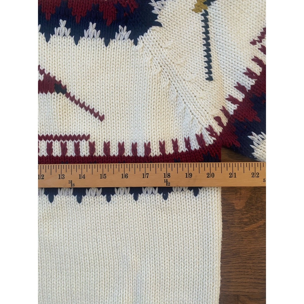 Vintage Ski Sweater Cream Skier Ski Fair Isle Nordic Acrylic Large Apres Ski - Picture 5 of 7